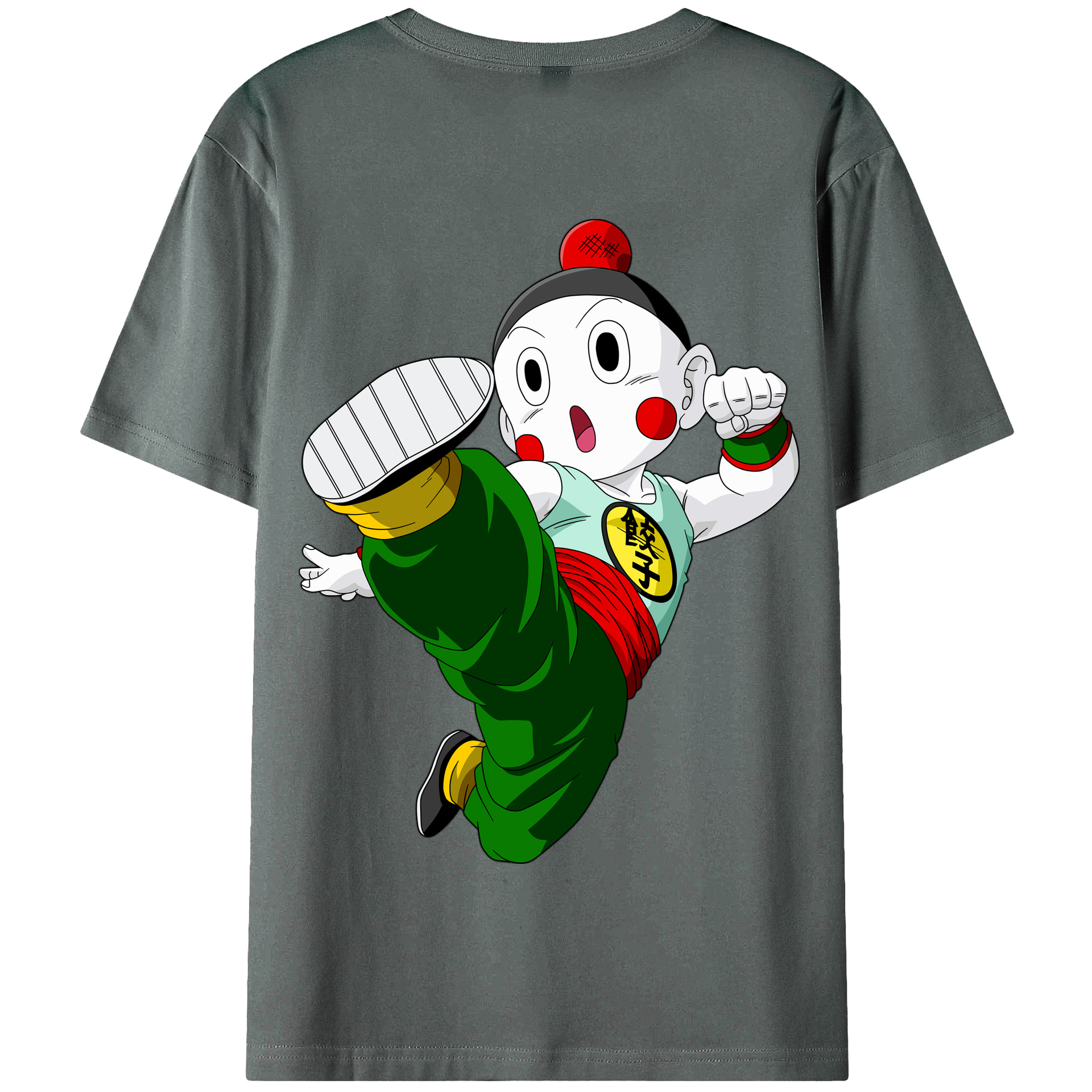 （画像用） ドラゴンボール 餃子（チャオズ）DRAGON BALL Chaoz 綿100％半袖Tシャツ（背面プリント）